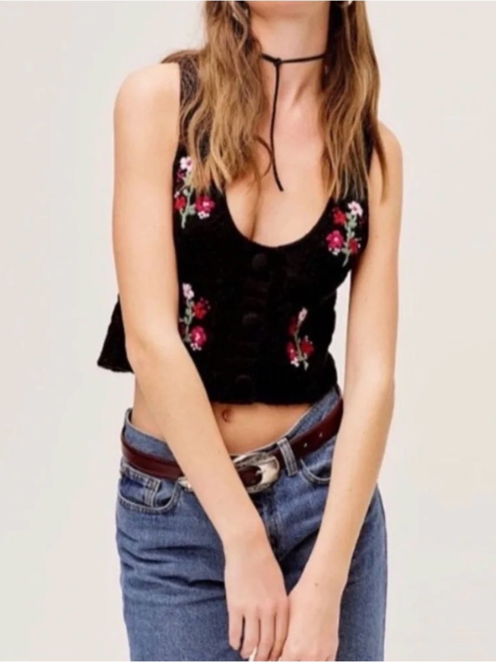 For Love & Lemons Amaryllis Sweater Vest in black sz-Small